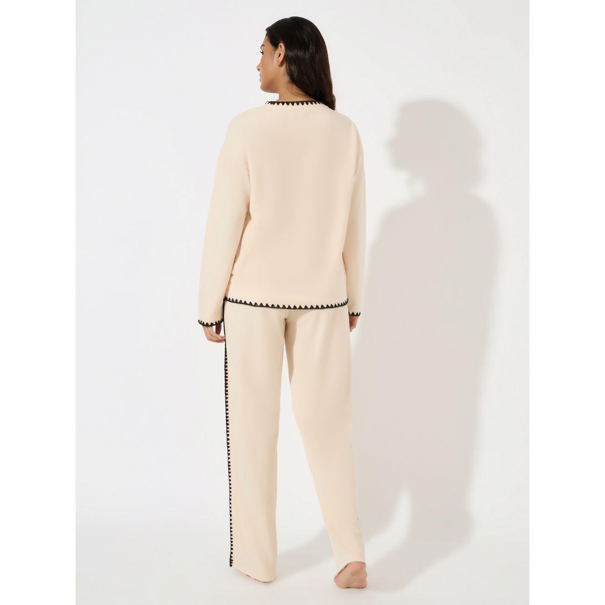مجموعة من بنطال بأرجل واسعة مع بلوزة بأكمام طويلة-women-clothing-coordsets-image-4