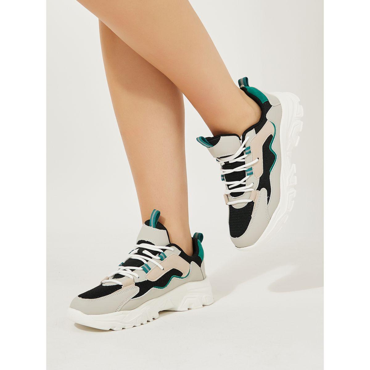 Styli Color Block Lace Up Chunky Sneakers-women-shoes-sneakers-image-1