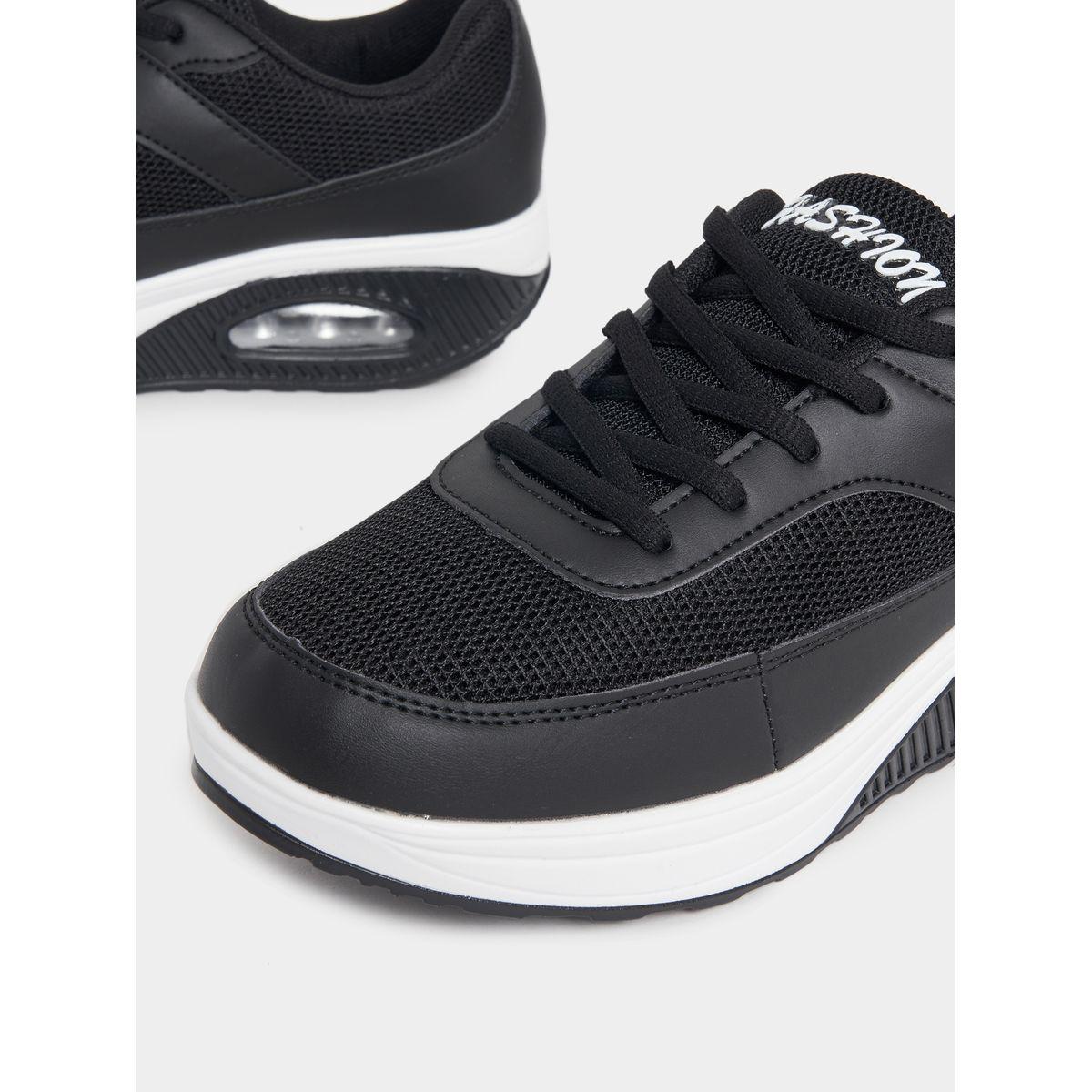 Styli Solid Textured Cushion Sole Sneakers-women-shoes-sneakers-image-3