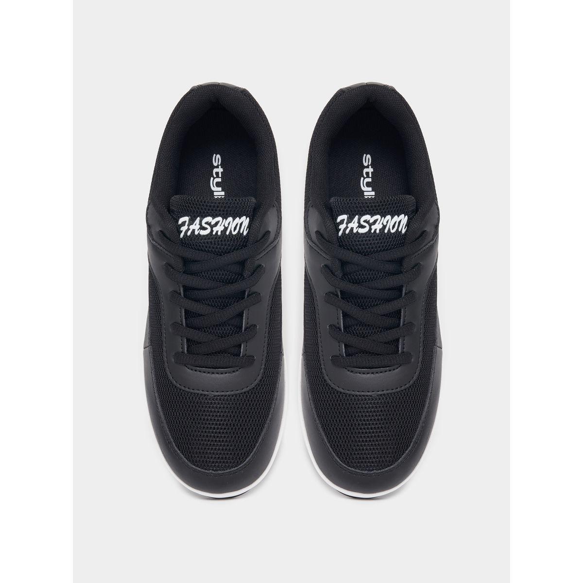 Styli Solid Textured Cushion Sole Sneakers-women-shoes-sneakers-image-5