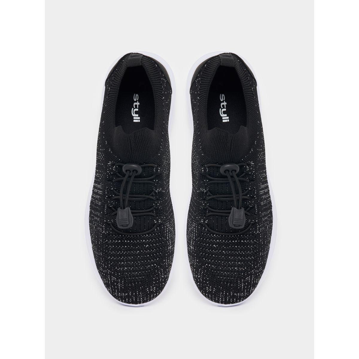 Styli Textured Lace Up Spiral Trainers-sports-women-shoes-image-5