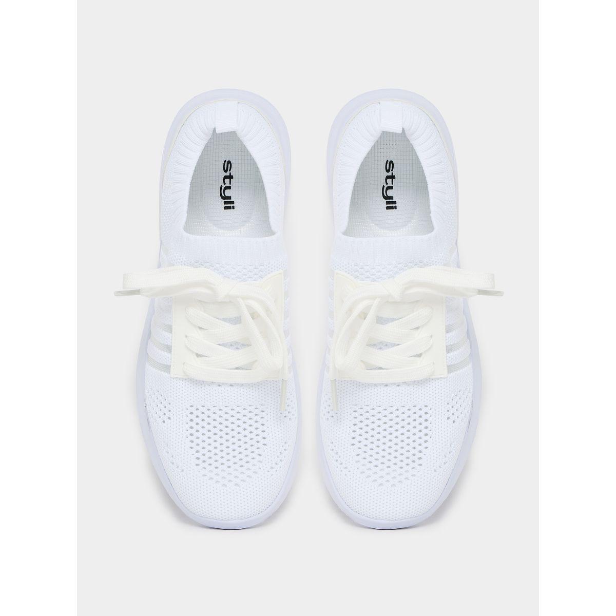 Styli Stripe Detail Mesh Lace Up Trainers-sports-women-shoes-image-5