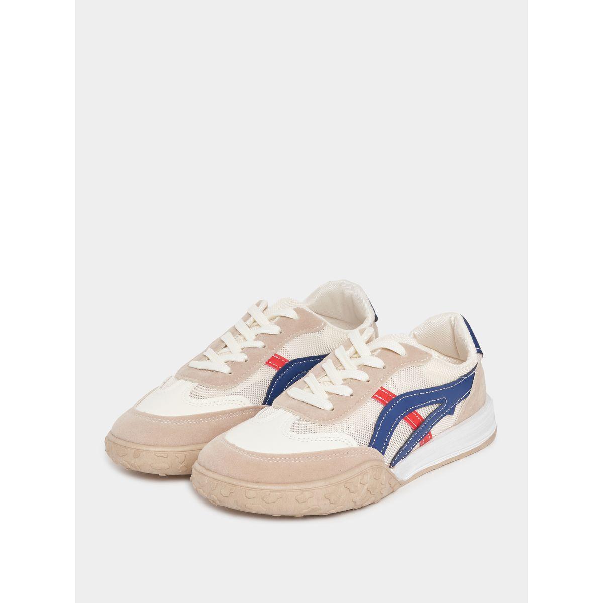 Styli Contrast Panelled Lace Up Sneakers-women-shoes-sneakers-image-2