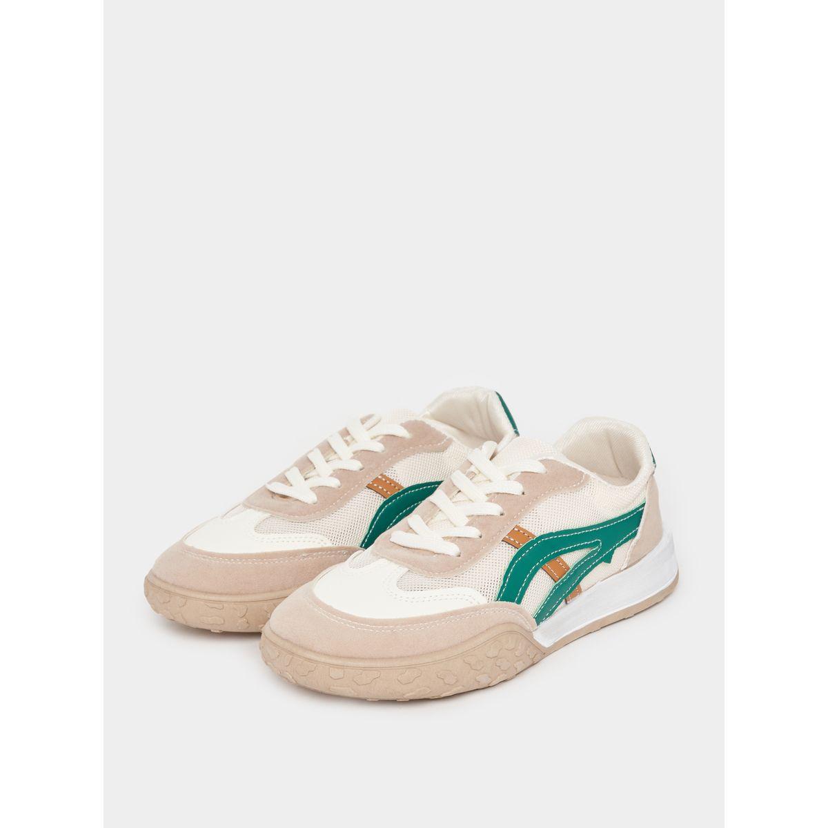 Styli Contrast Panelled Lace Up Sneakers-women-shoes-sneakers-image-2