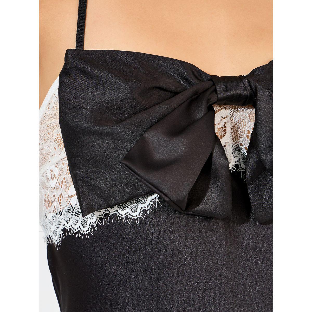 بيبي دول ساتان بتفاصيل دانتيل مع فيونكة-women-clothing-lingerie-babydollsandbodysuits-image-2