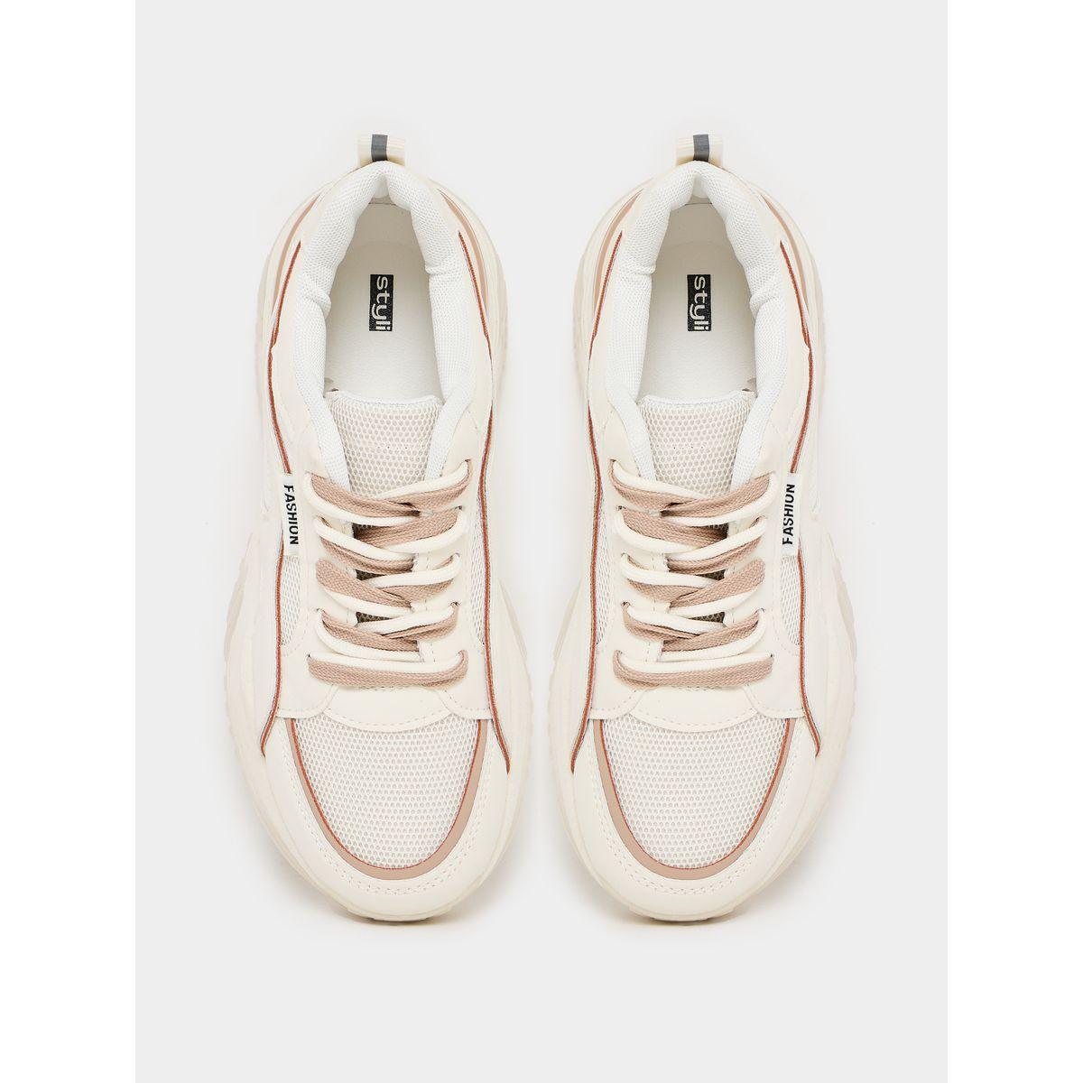 Styli Contrast Accent Lace Up Sneakers-women-shoes-sneakers-image-5