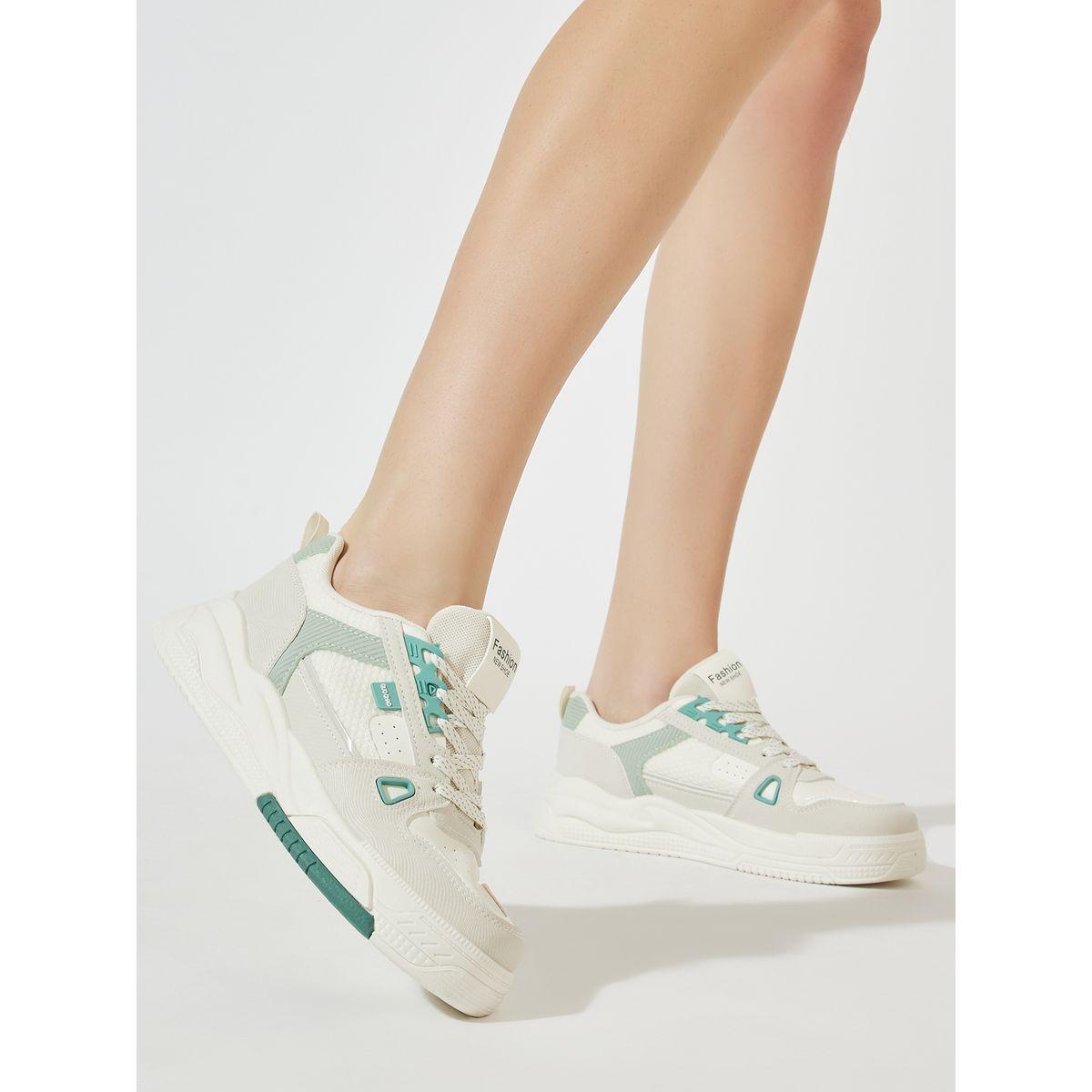 Styli Panelled Lace Up Sneakers-women-shoes-sneakers-image-1