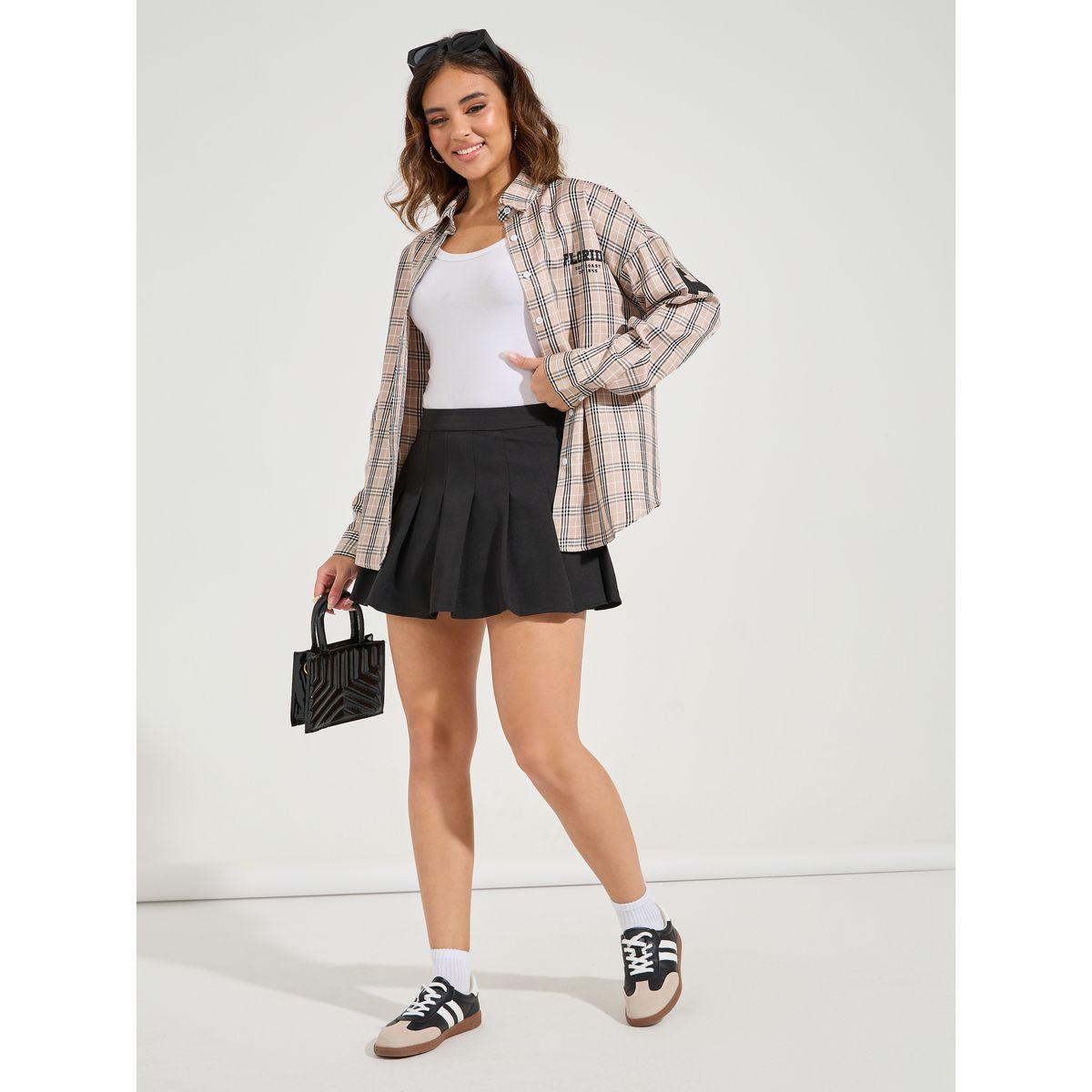 Styli Limited Oversized Checked Longline Shirt with Dropped Shoulder-women-clothing-shirtsandblouses-shirts-image-2