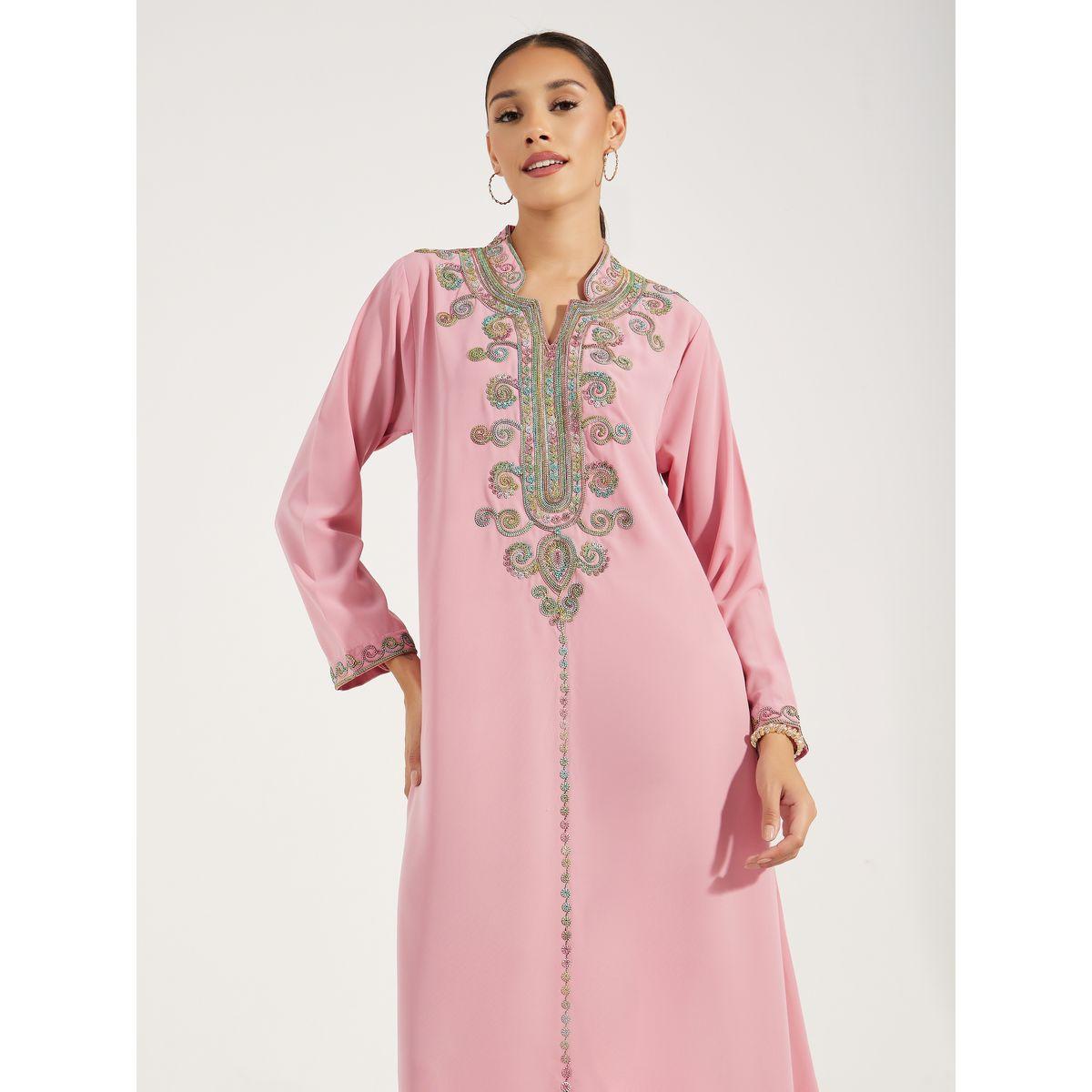 Maxim Creation X Styli  Multi Dori Work Collared Jalabiya-women-arabicclothing-jalabiyas-image-2