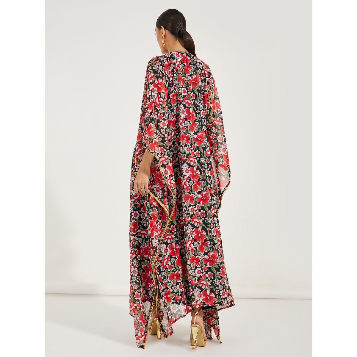 Maxim Creation X Styli  Embroidery Detail V Neck Kaftan-women-arabicclothing-kaftan-image-4