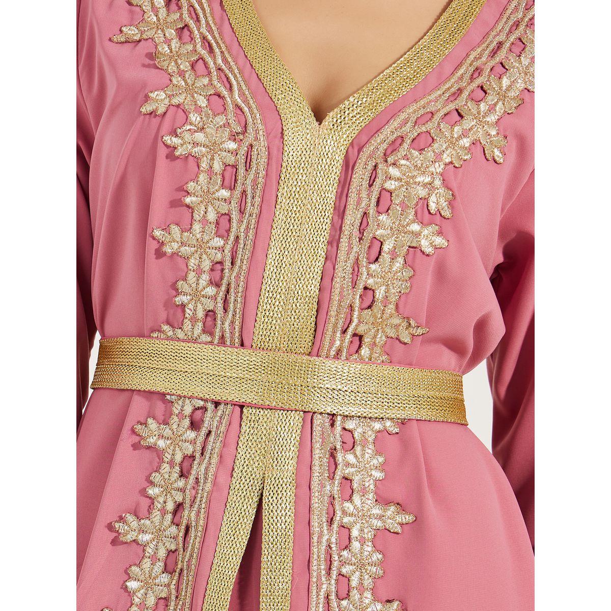 قفطان بتفاصيل دانتيل مع اربطة ماكسيم كرييشن × ستايلي-women-arabicclothing-kaftan-image-3