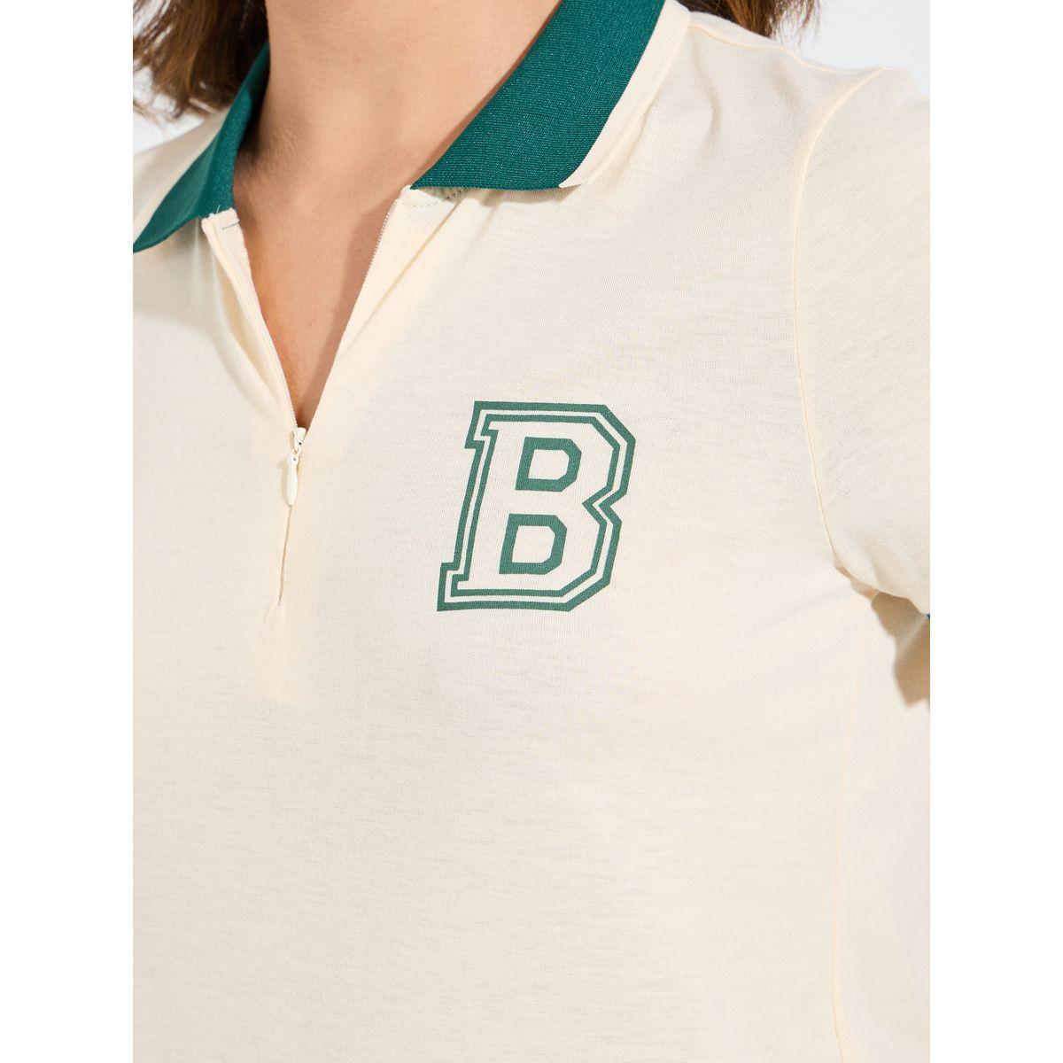 Styli Elevate Regular Fit Contrast Tip Rib Printed Polo T-Shirt-women-clothing-tshirts-image-4
