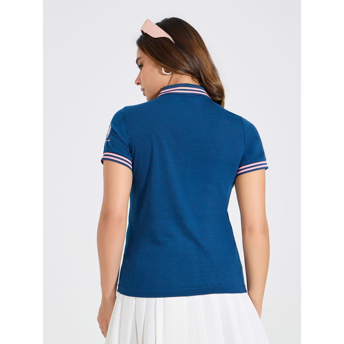 تيشيرت بياقة بولو وحواف بتفاصيل متباينة-women-clothing-tshirts-image-5