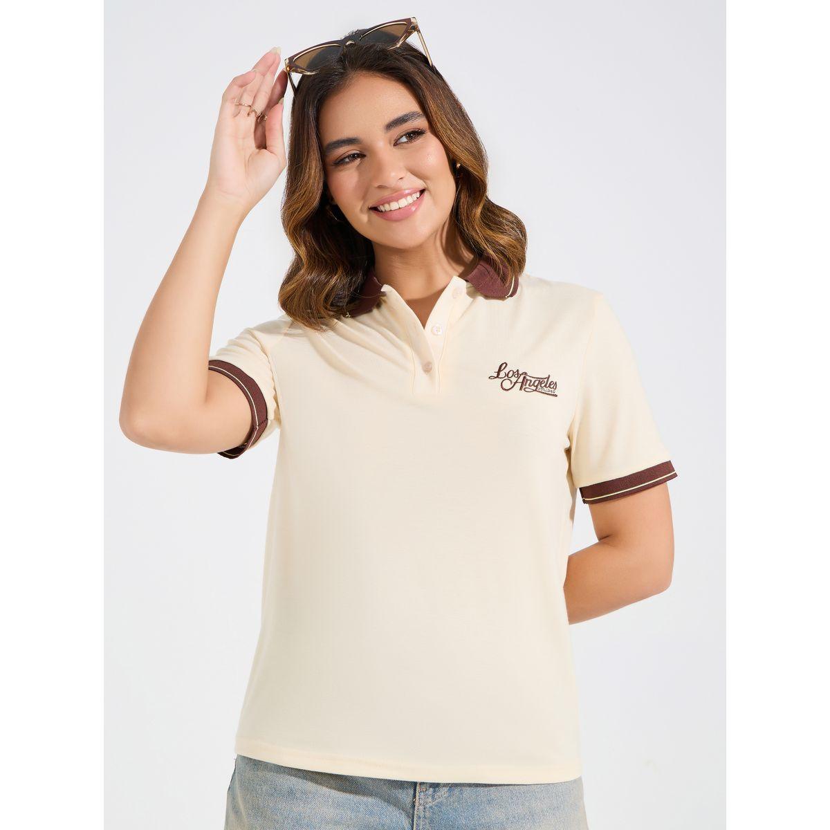 Styli Elevate Regular Fit Embroidery Detail Polo T-Shirt-women-clothing-tshirts-image-3