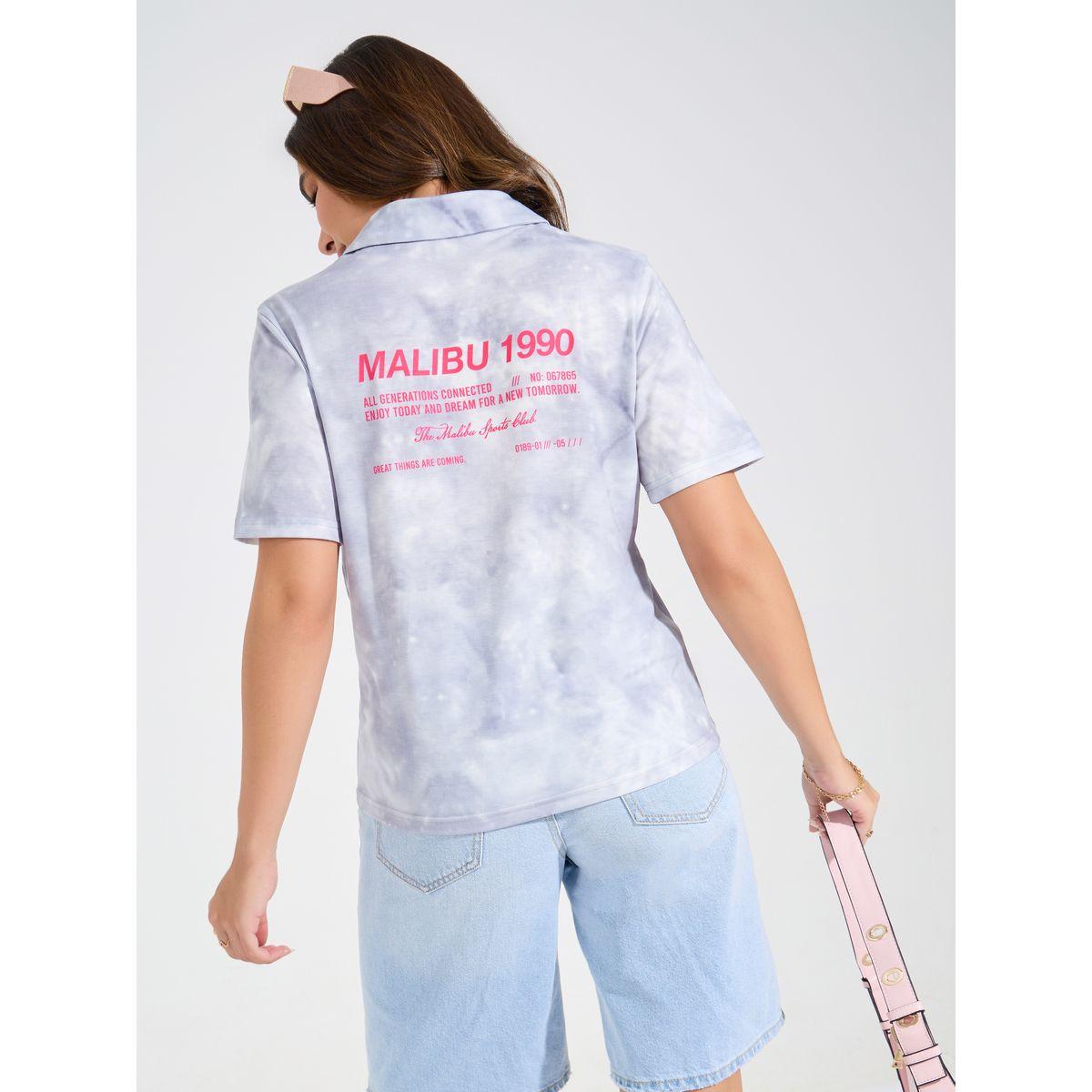 Styli Elevate Regular Fit Tie & Dye Printed Polo T-Shirt-women-clothing-tshirts-image-1