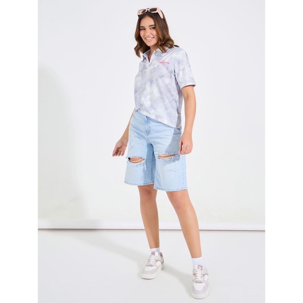 Styli Elevate Regular Fit Tie & Dye Printed Polo T-Shirt-women-clothing-tshirts-image-2