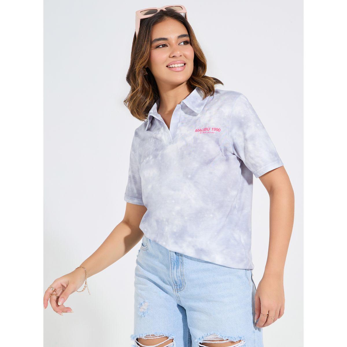 Styli Elevate Regular Fit Tie & Dye Printed Polo T-Shirt-women-clothing-tshirts-image-5