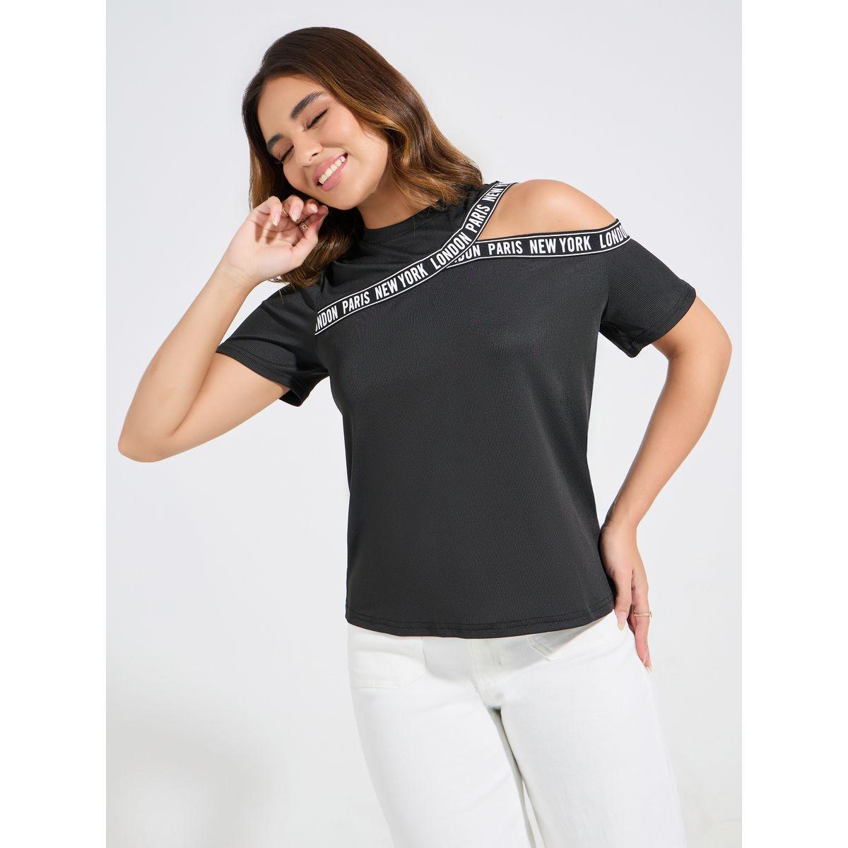 Styli Elevate Regular Fit Cut-Out Taping Detail T-Shirt-women-clothing-tshirts-image-3