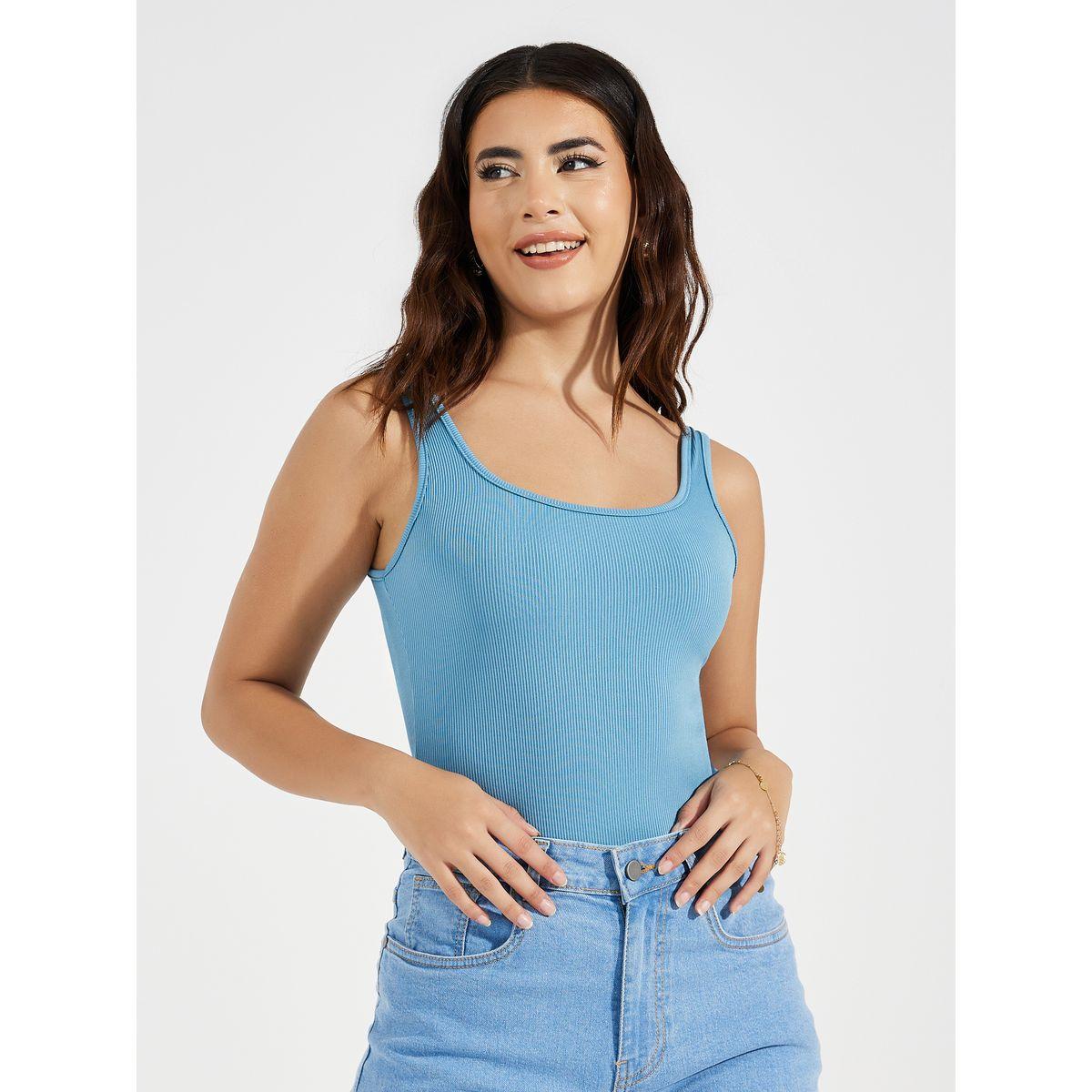 Styli Rib Square Neck Basic Bodysuit-women-clothing-tshirts-image-2