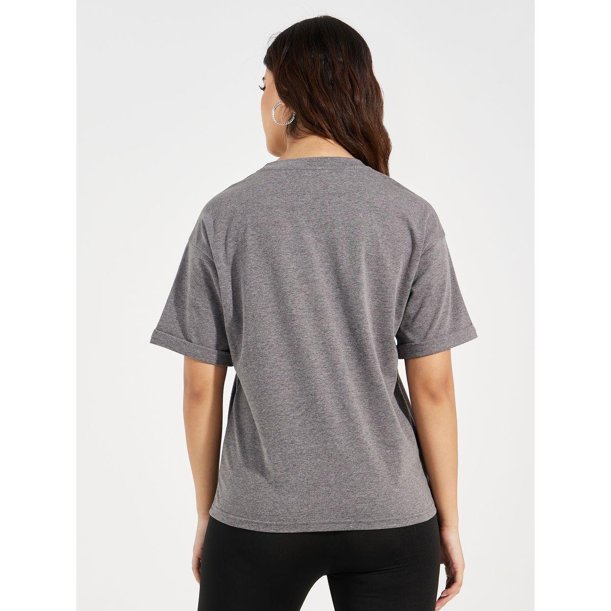Styli Drop Shoulder Turn Up Sleeves Solid T-Shirt-women-clothing-tshirts-image-5