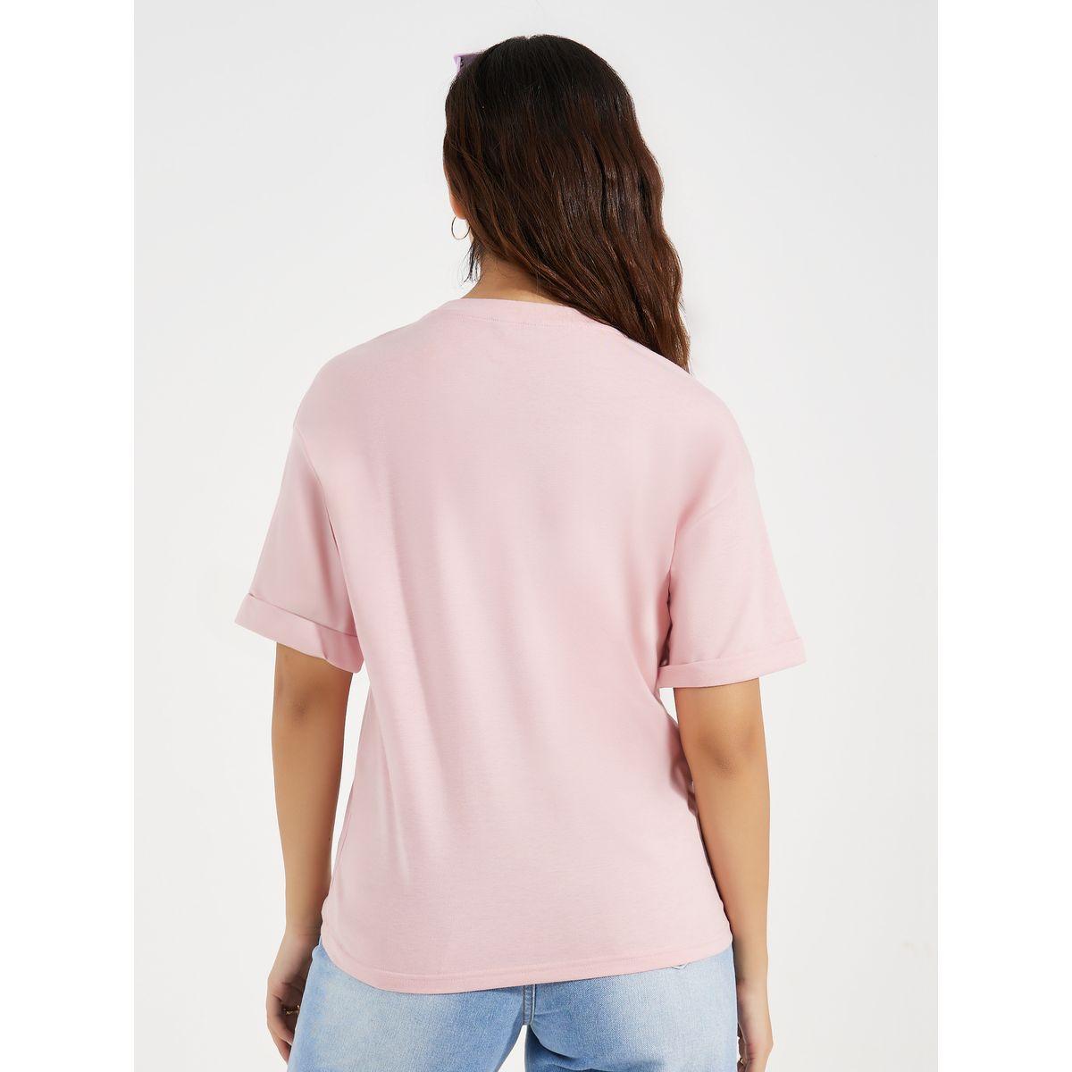 Styli Drop Shoulder Turn Up Sleeves Solid T-Shirt-women-clothing-tshirts-image-6