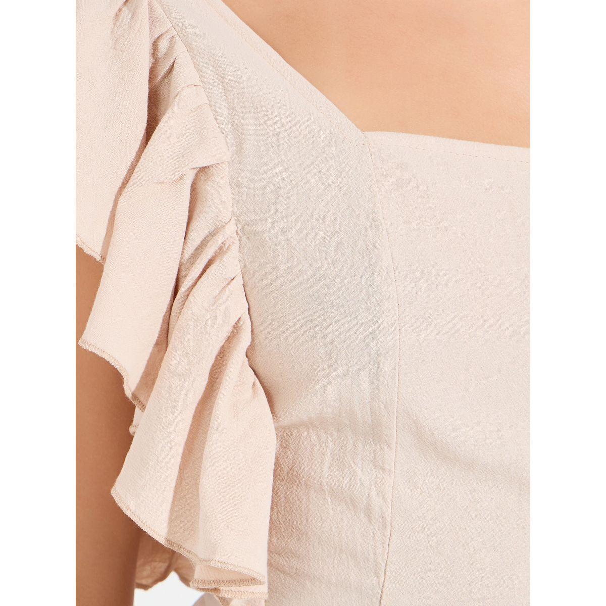 فستان ميدي سادة بكسرات وياقة مربعة-women-clothing-dresses-image-3