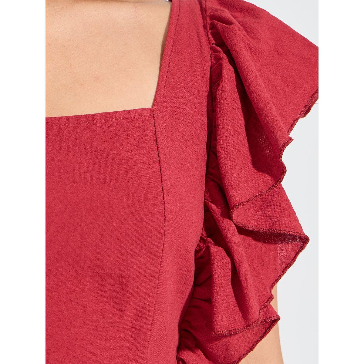 Styli Ruffled Square Neck A-Line Midi Dress-women-clothing-dresses-image-3