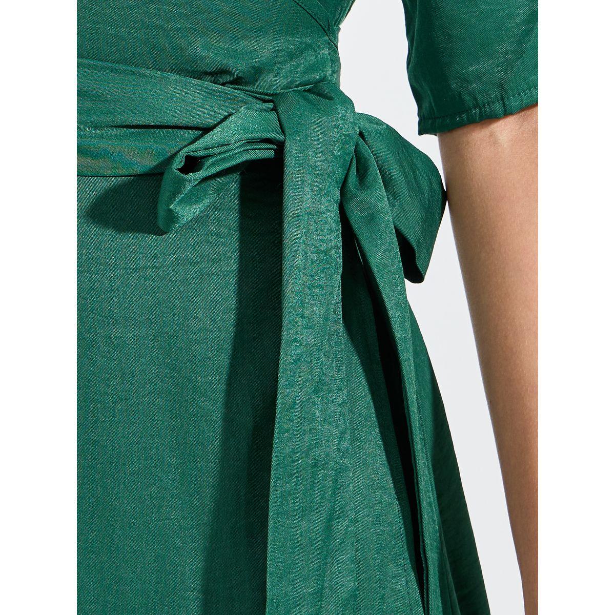فستان ميدي سادة بنمط لف-women-clothing-dresses-image-3