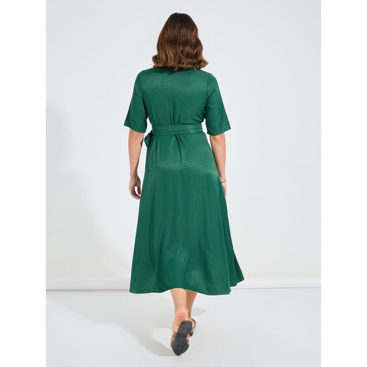 فستان ميدي سادة بنمط لف-women-clothing-dresses-image-6
