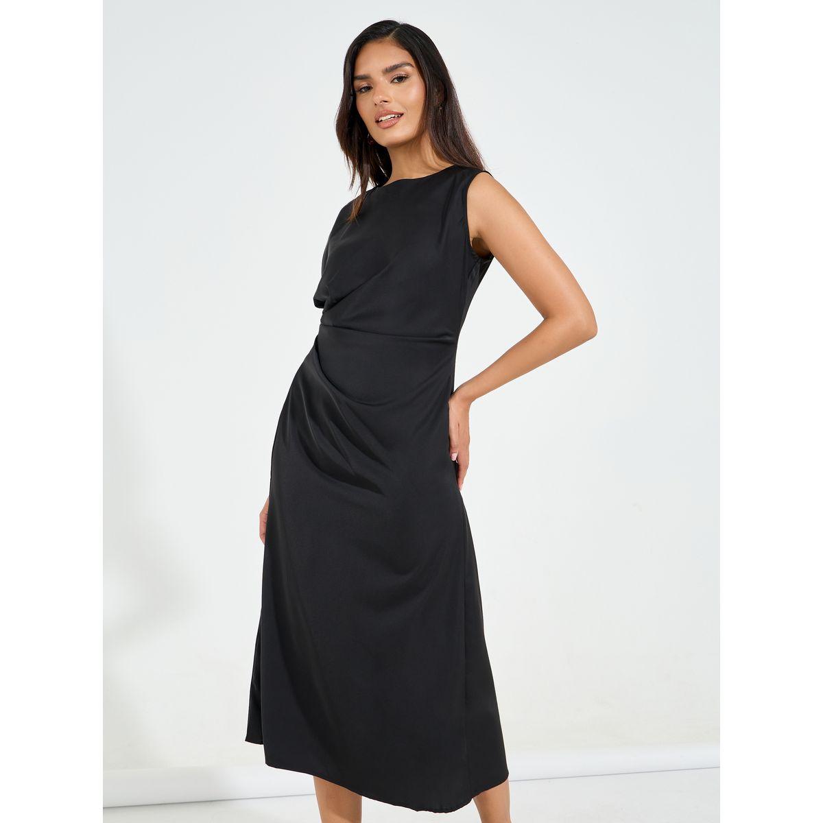 فستان ميدي بلا اكمام مع تفاصيل مزمومة-women-clothing-dresses-image-4