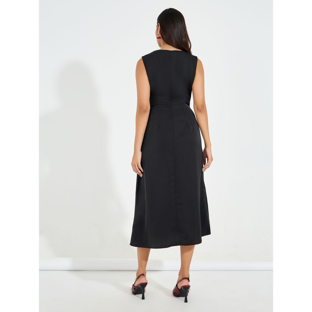 فستان ميدي بلا اكمام مع تفاصيل مزمومة-women-clothing-dresses-image-7