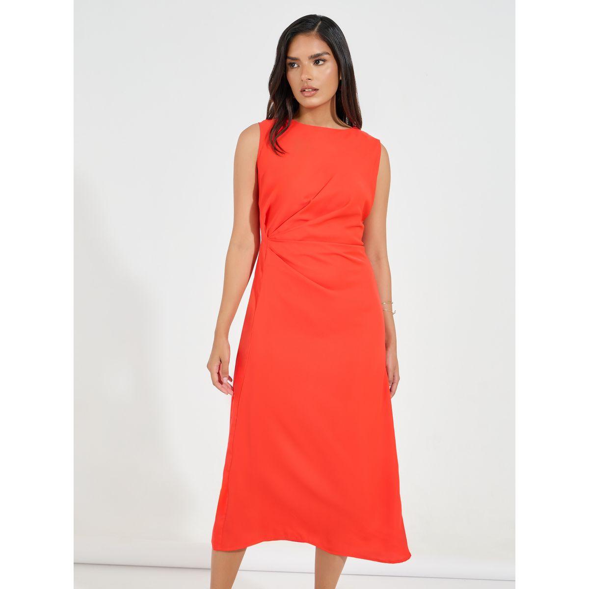 Styli Gathered Detail Sleeveless Midi Dress-women-clothing-dresses-image-2