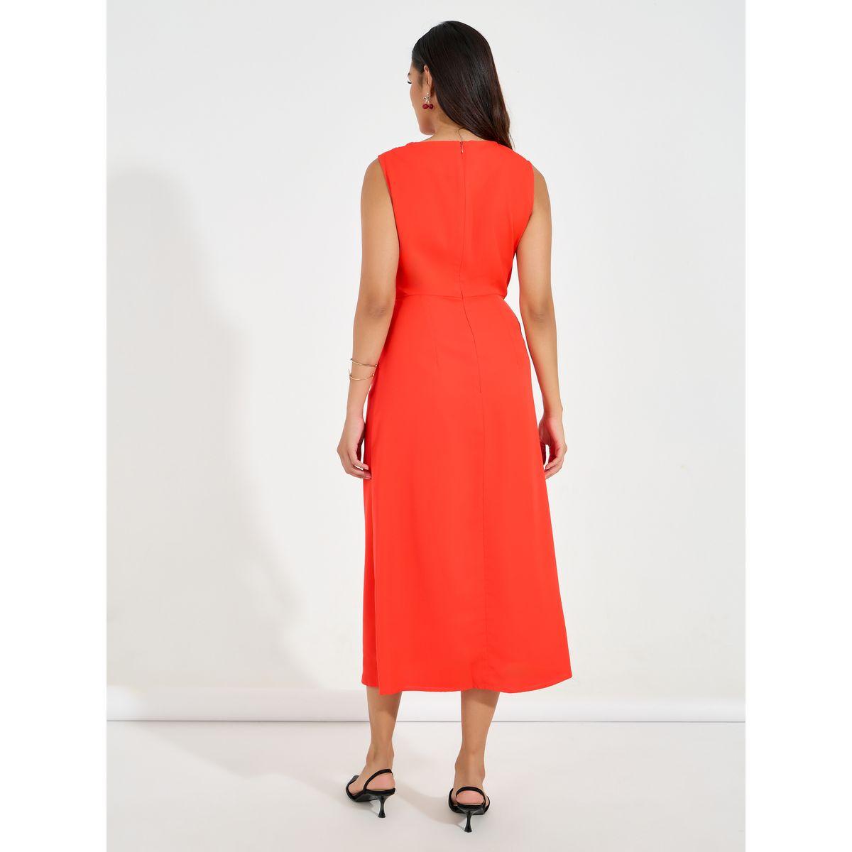 فستان ميدي بلا اكمام مع تفاصيل مزمومة-women-clothing-dresses-image-6