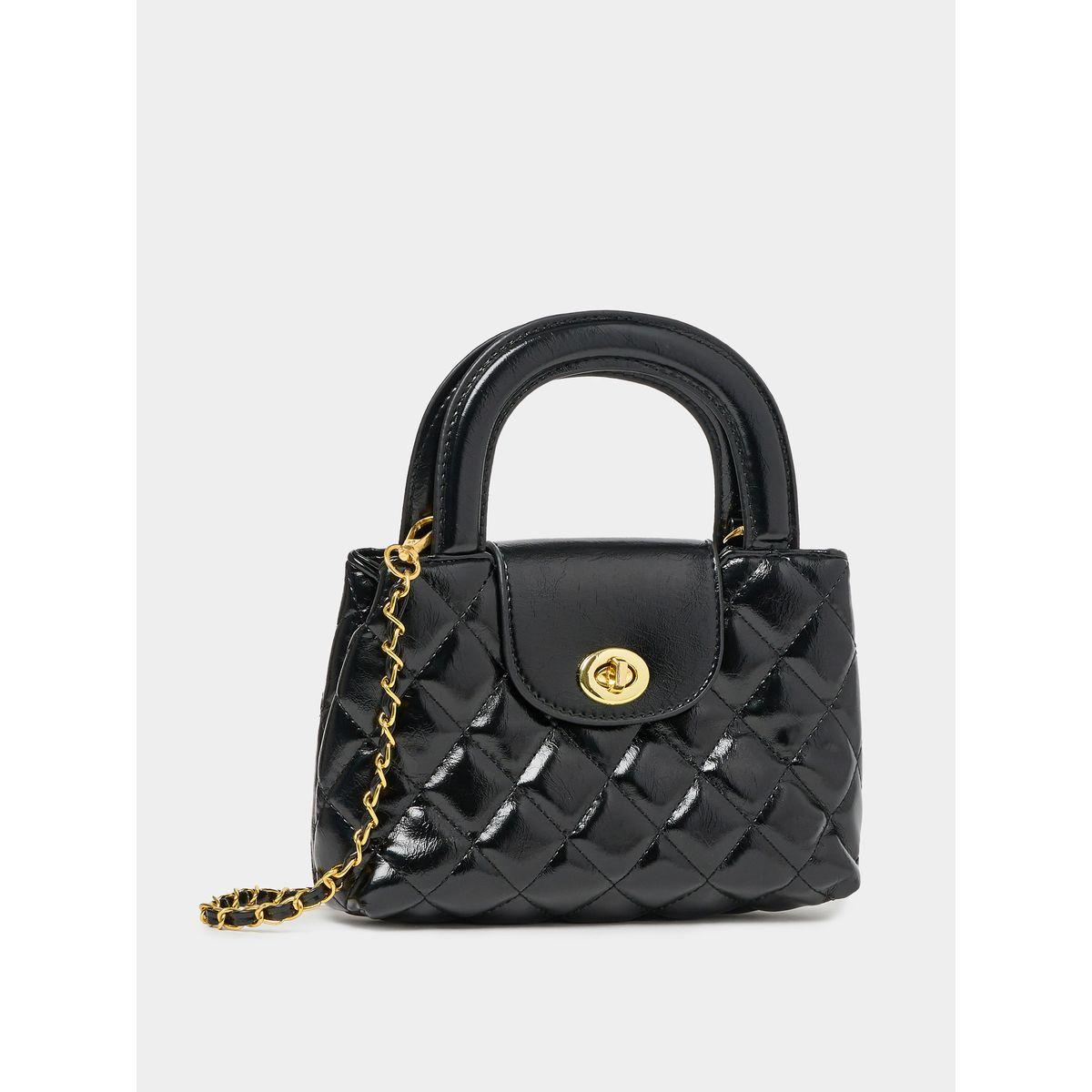 Styli Quilted Design Satchel Bag with Turn Lock Closure-women-bagsandwallets-handbags-image-1