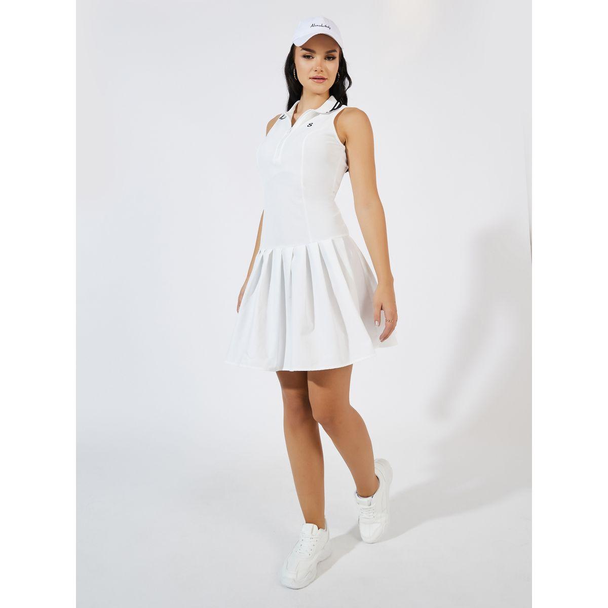 فستان قصير بلا اكمام مزين بكسرات-women-clothing-dresses-image-3