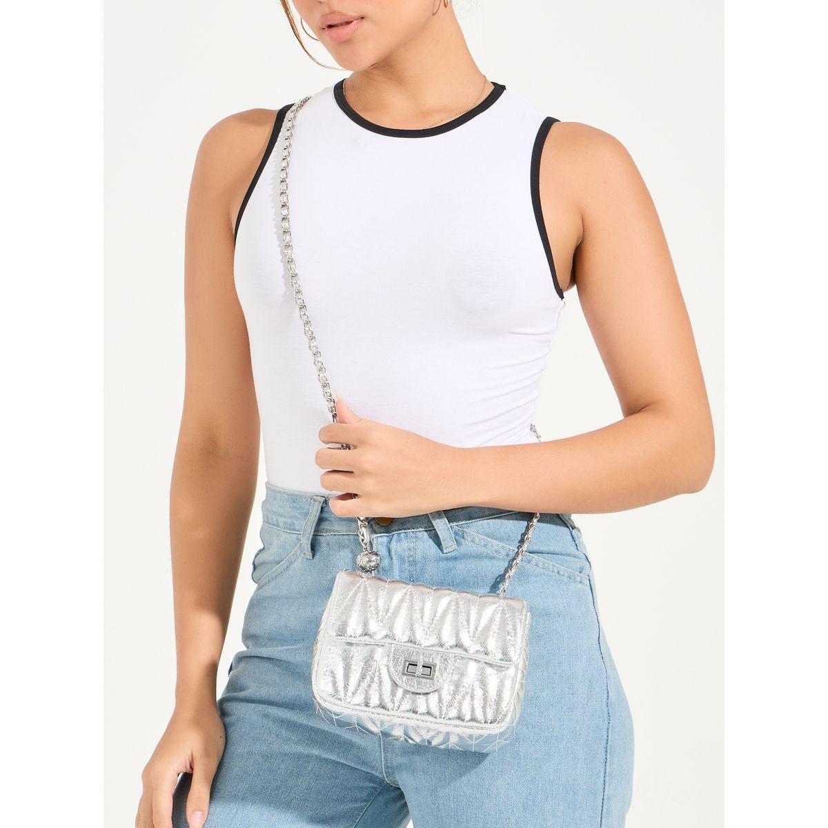 Styli Metallic Design Shoulder Bag with Turn Lock Closure-women-bagsandwallets-handbags-image-2