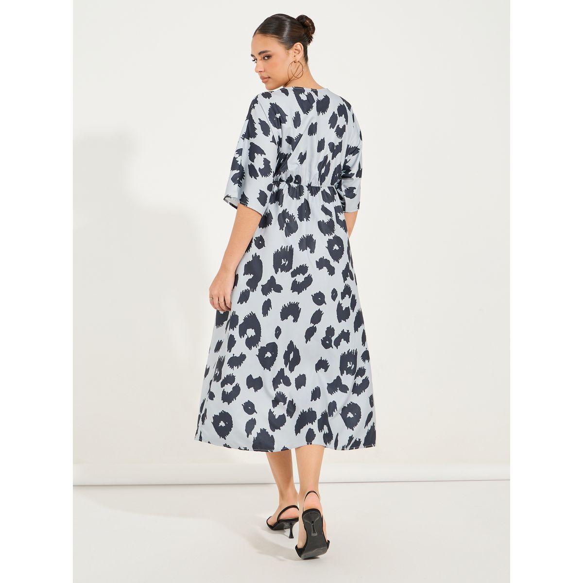 فستان ميدي بطبعة حيوان مع اكمام قصيرة-women-clothing-dresses-image-6