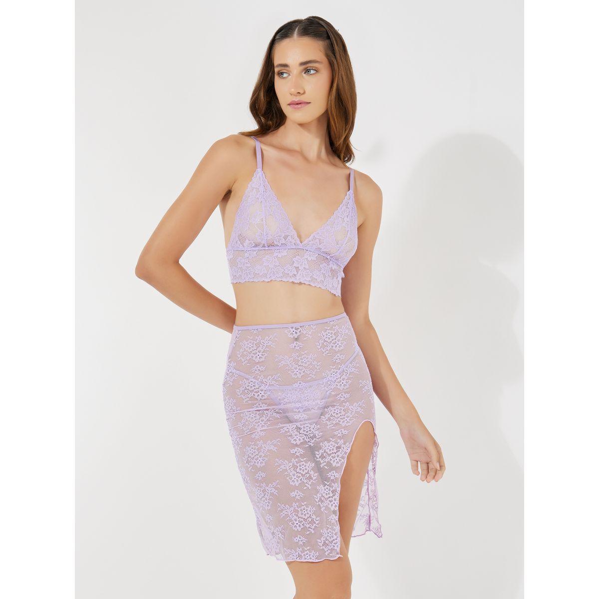 مجموعة من 3 - تنورة ميدي وصدرية بدانتيل مع ثونغ-women-clothing-lingerie-lingeriesets-image-2