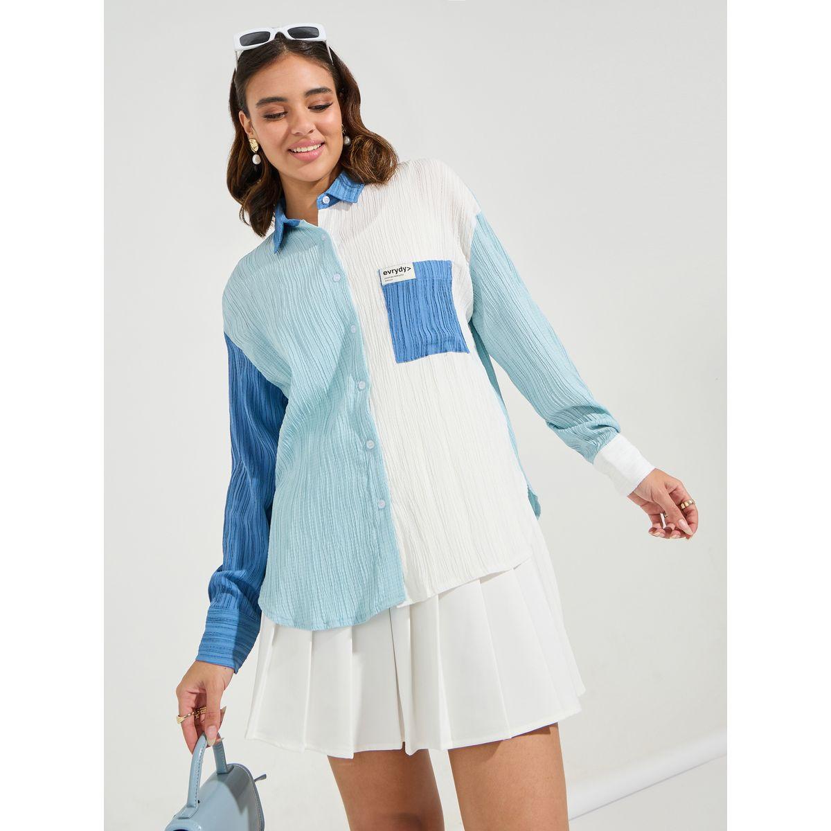 Styli Elevate Color Block Textured Oversized Shirt-women-clothing-shirtsandblouses-shirts-image-3