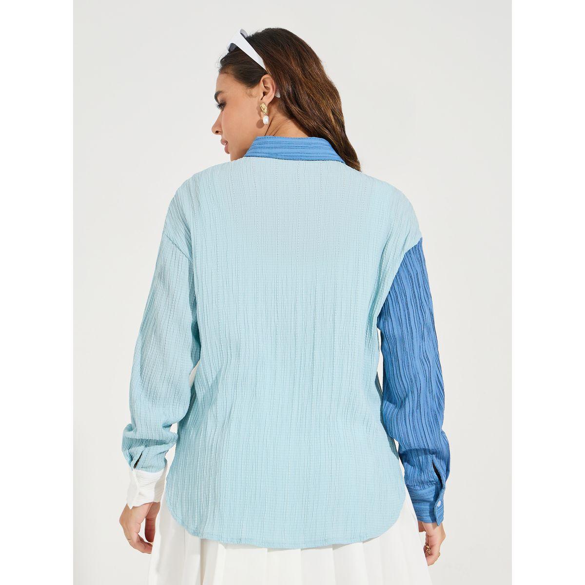 Styli Elevate Color Block Textured Oversized Shirt-women-clothing-shirtsandblouses-shirts-image-5