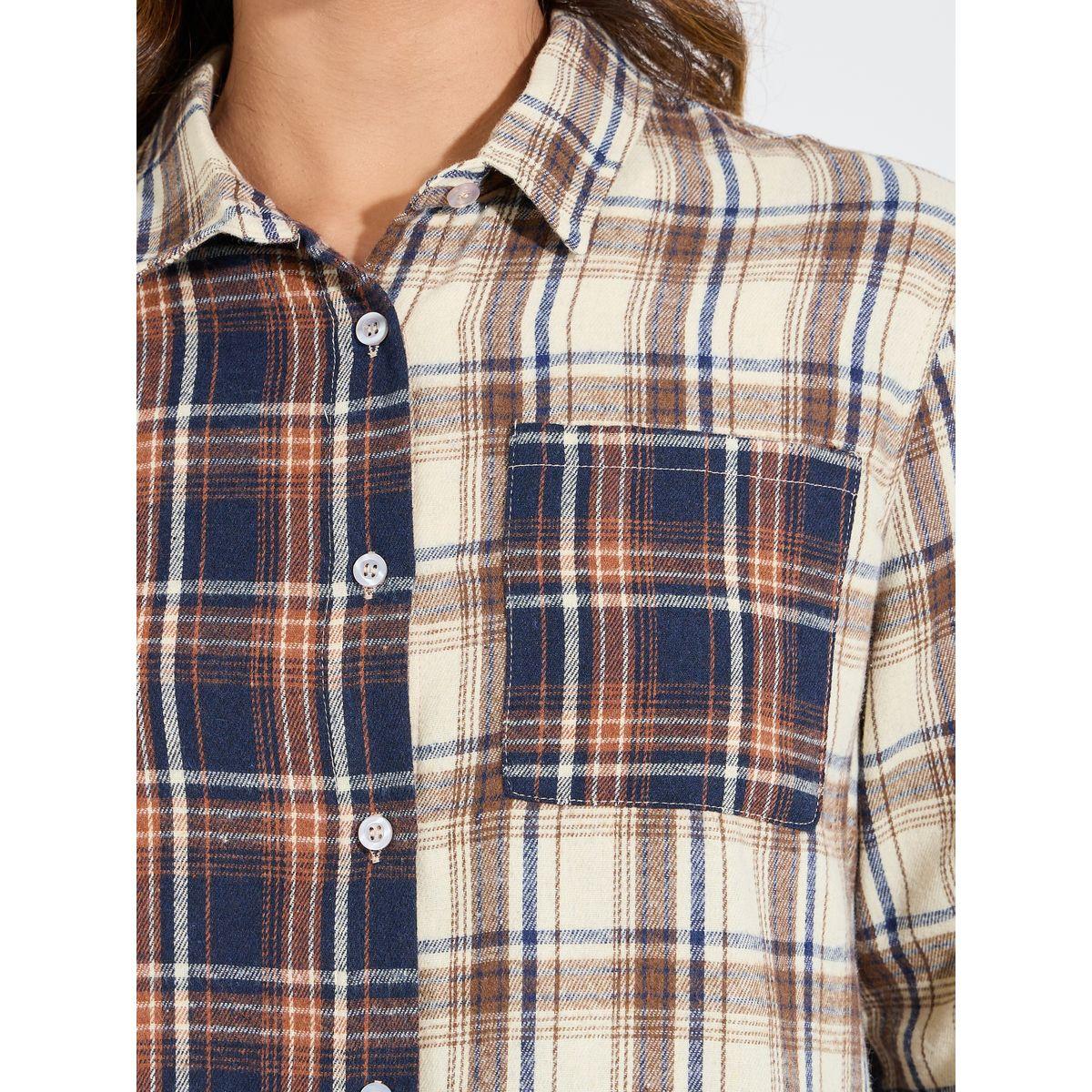 Styli Elevate Contrast Checked Print Oversized Shirt-women-clothing-shirtsandblouses-shirts-image-5