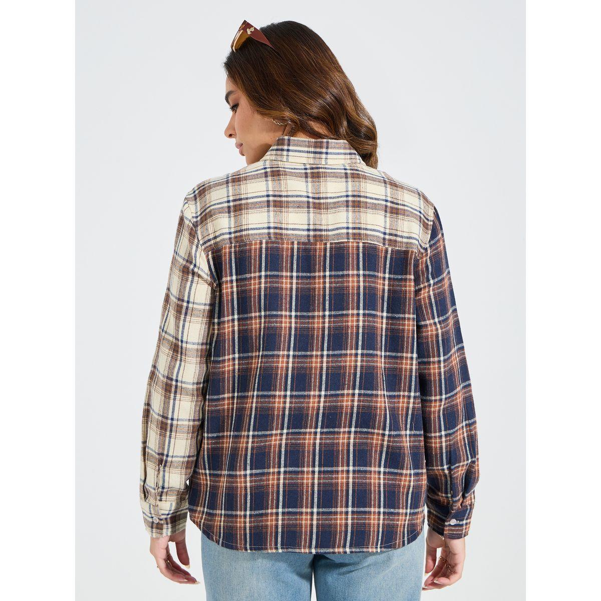 Styli Elevate Contrast Checked Print Oversized Shirt-women-clothing-shirtsandblouses-shirts-image-6
