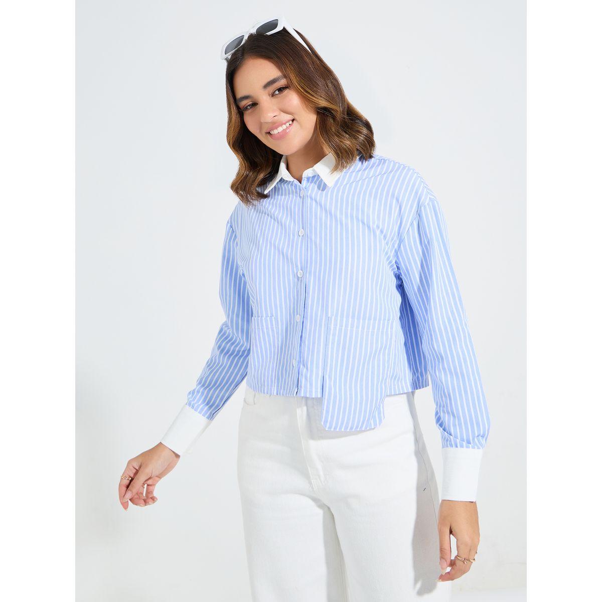 Styli Elevate Striped Dropped Shoulder Boxy Crop Shirt-women-clothing-shirtsandblouses-shirts-image-3