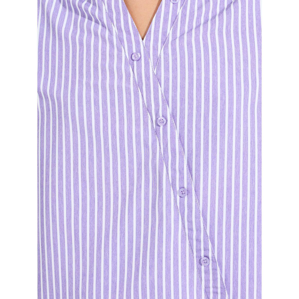 Styli Elevate Striped Oversized Shirt with Asymmetric Button-women-clothing-shirtsandblouses-shirts-image-3