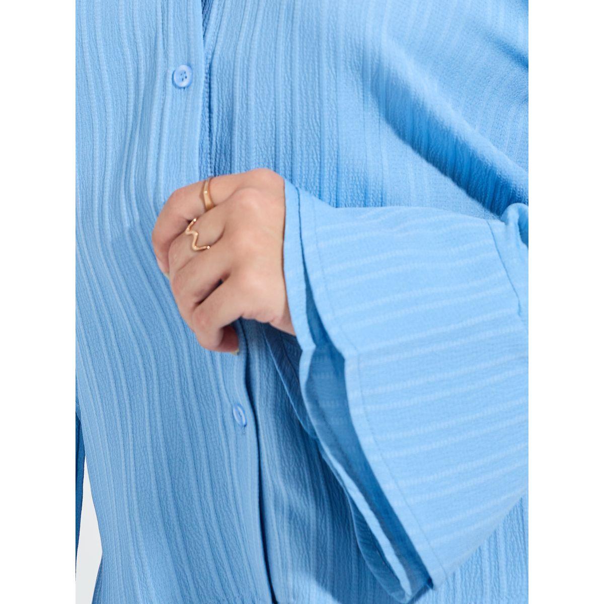 Styli Elevate Dropped Shoulder Textured Shirt with Bell Sleeves-women-clothing-shirtsandblouses-shirts-image-4