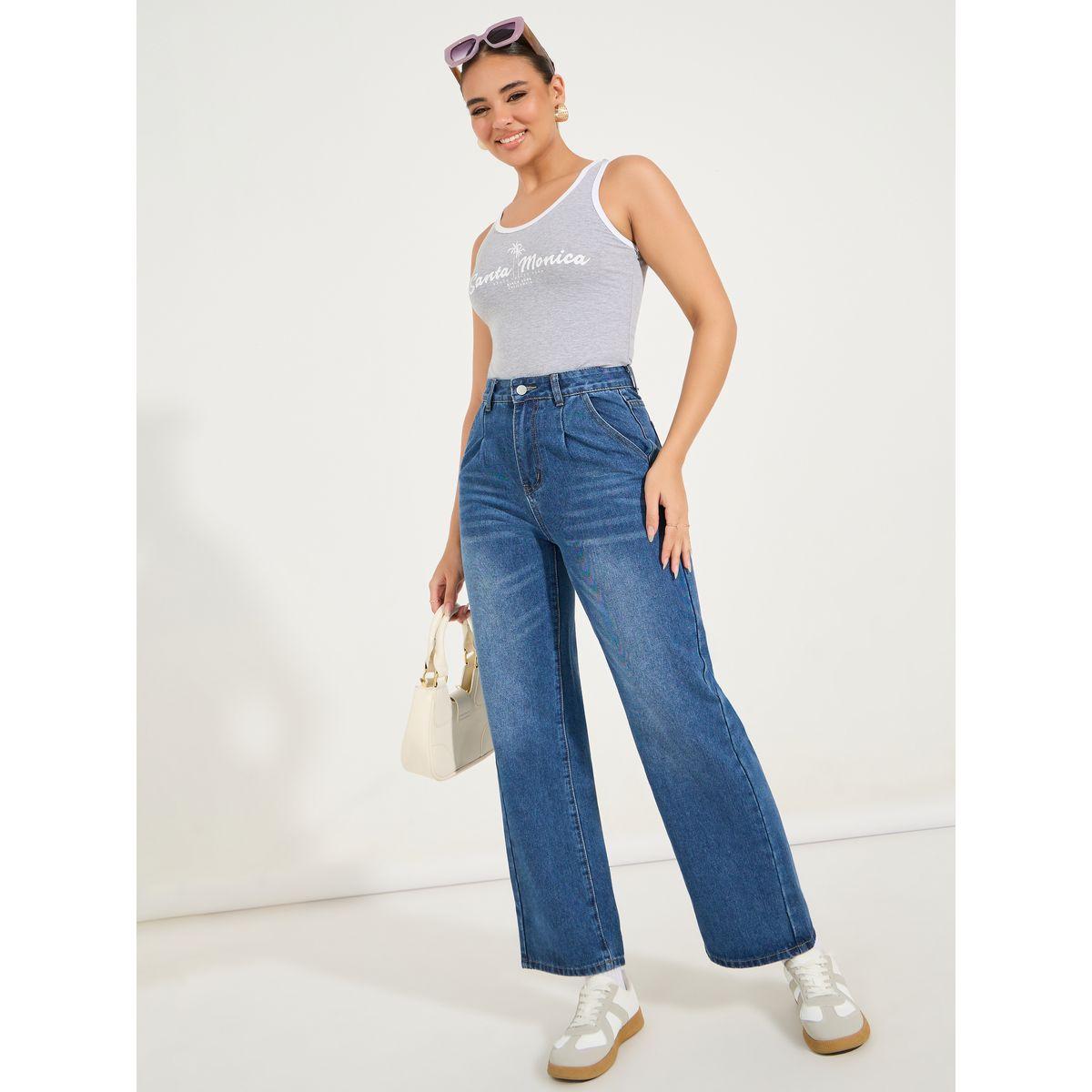Styli Solid Wide Leg Full Length Jeans-women-clothing-bottoms-jeans-image-1