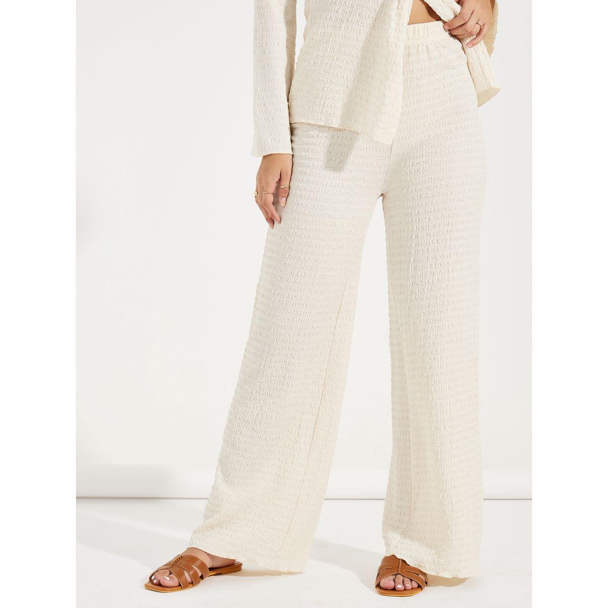 Styli Textured Front Knot Detail Shirt & Straight Leg Pants Co-Ords-women-clothing-coordsets-image-5