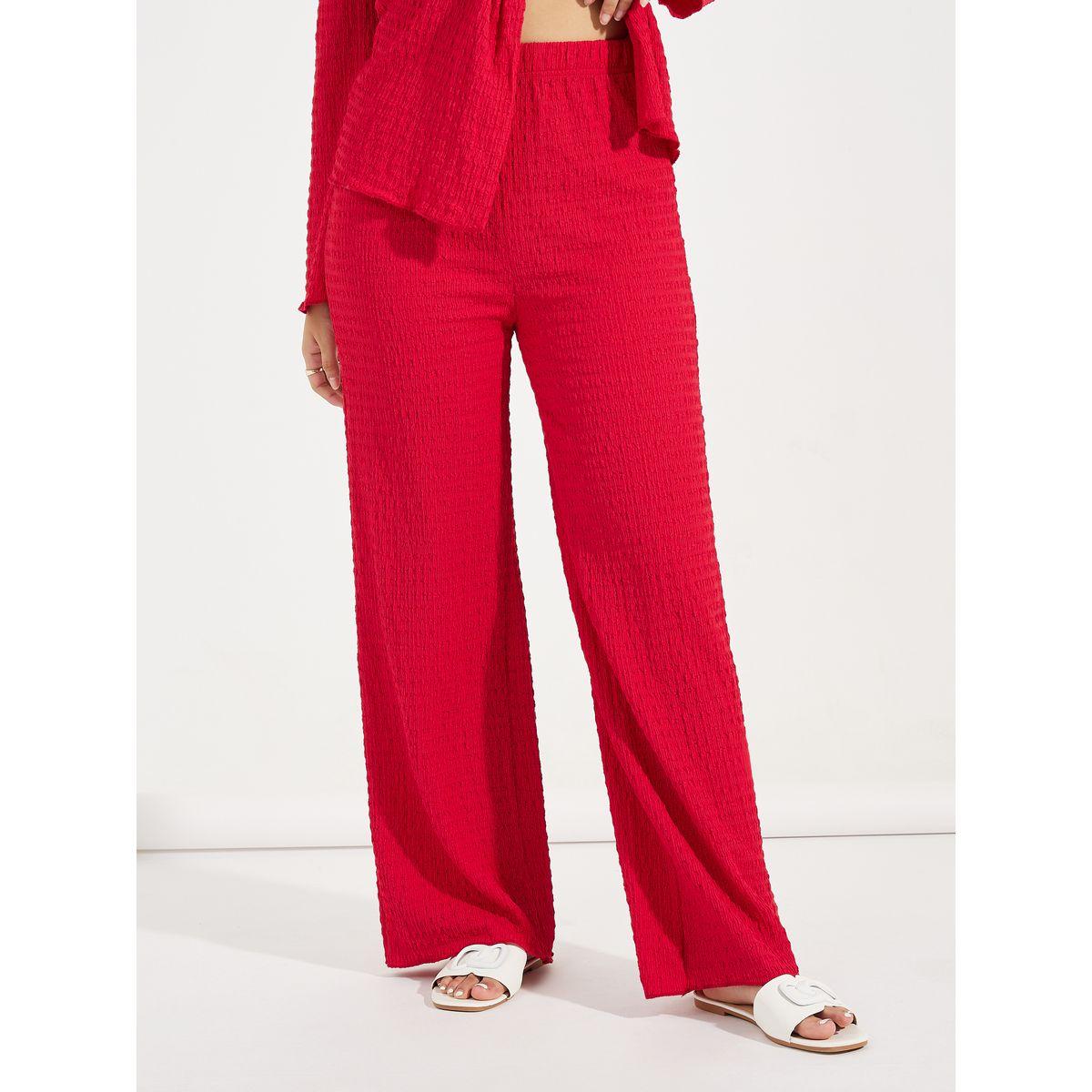 طقم منسق من بنطال بارجل مستقيمة مع بلوزة مزينة بعقدة-women-clothing-coordsets-image-5