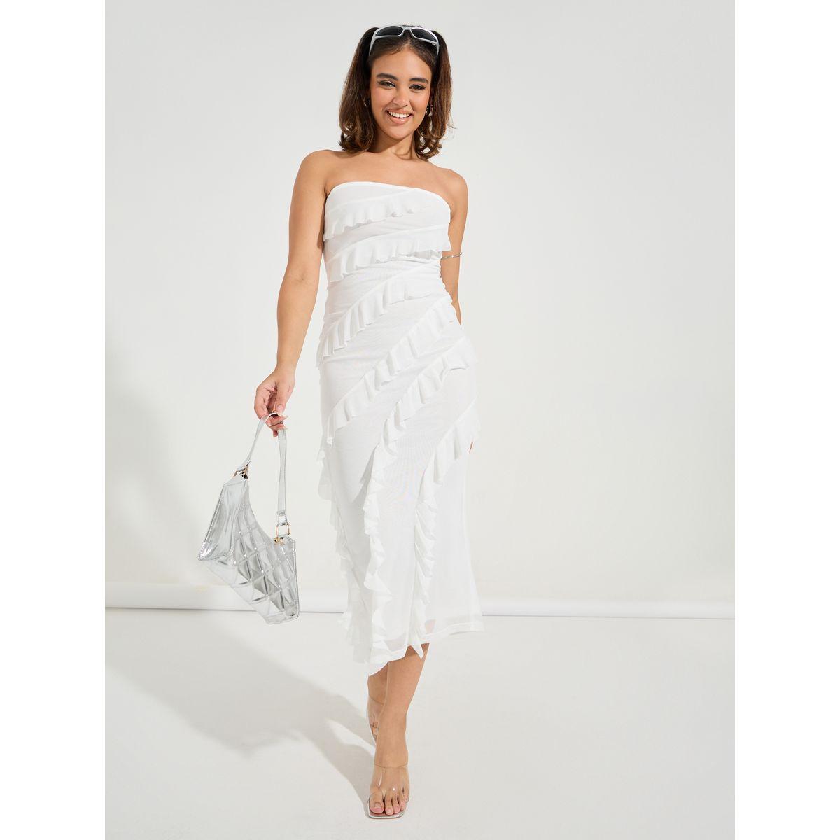 Styli Bandeau Neck Ruffled Bodycon Midi Dress-women-clothing-dresses-image-1