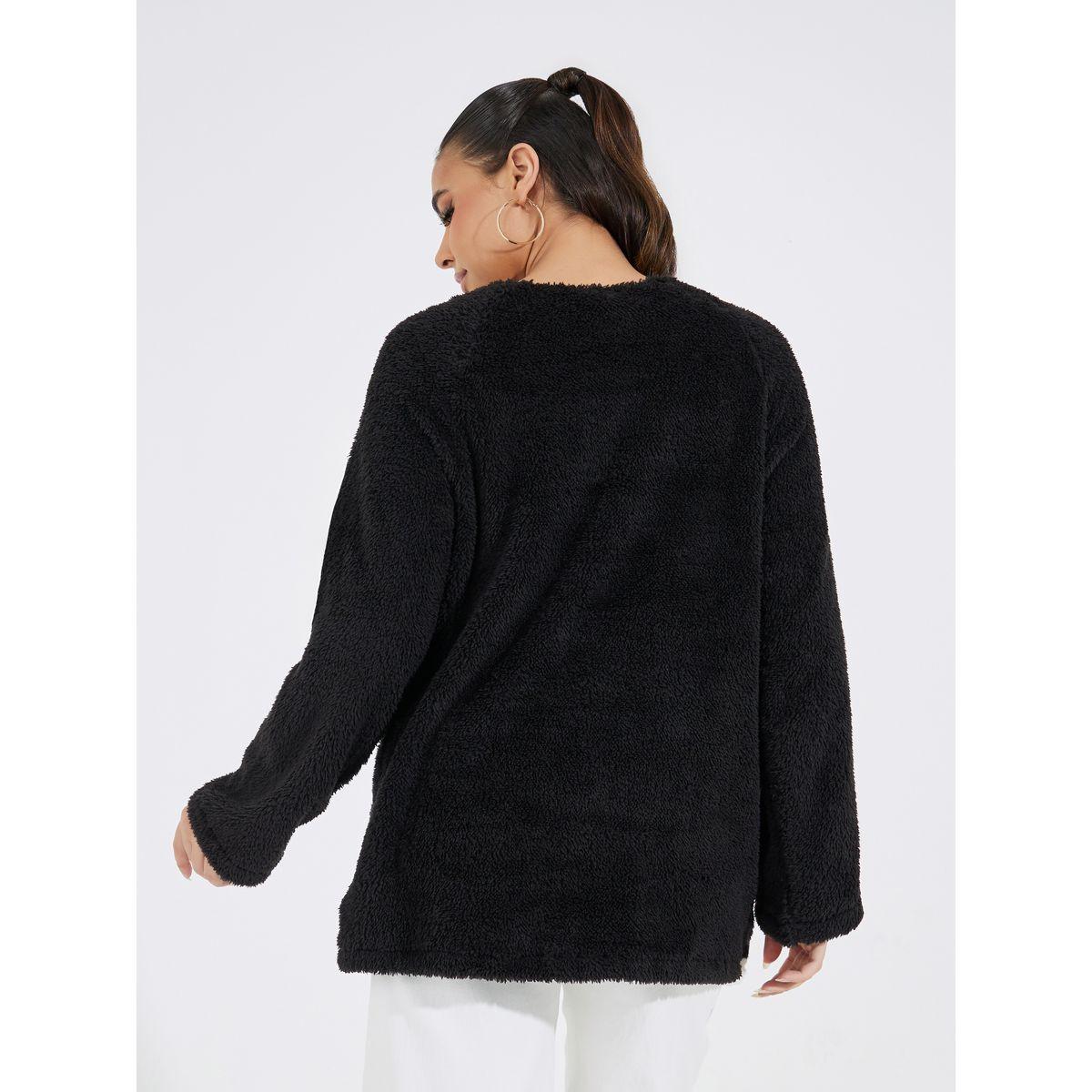 Styli Striped Contrast Detail Teddy Coat-women-clothing-coatsandjackets-coats-image-5